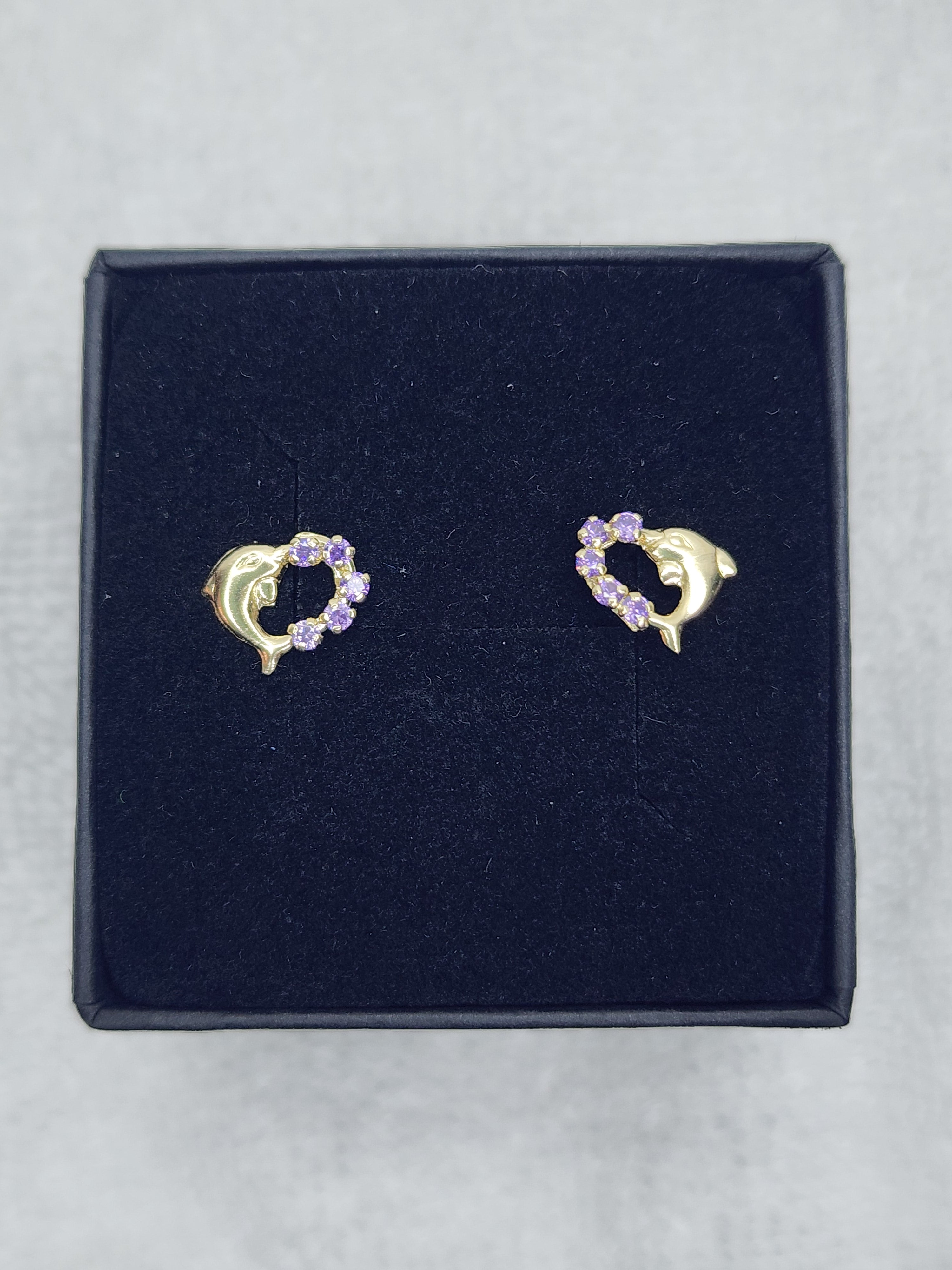 Jewelry Earrings Gold14k Heart Dolphin