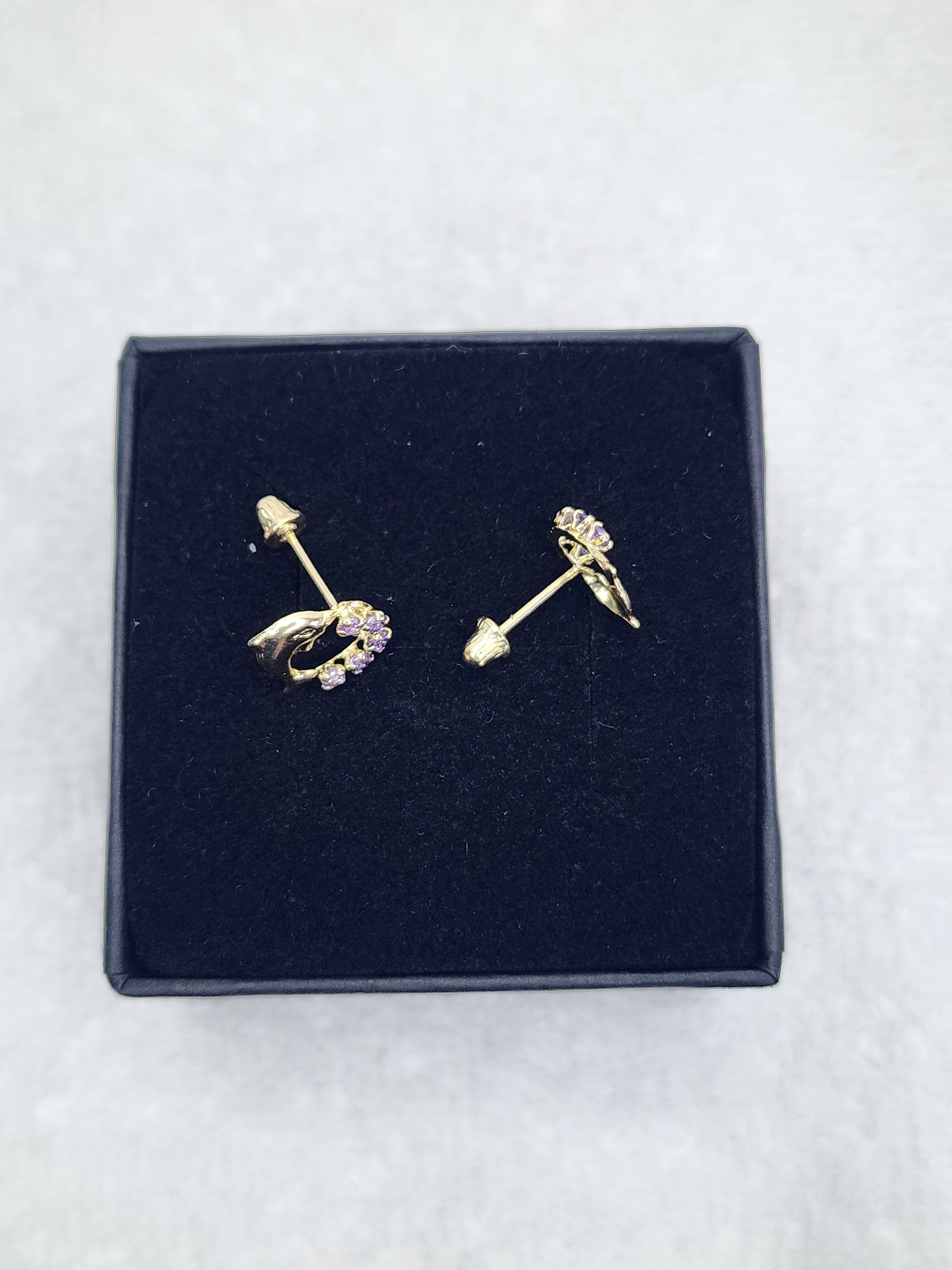 Jewelry Earrings Gold14k Heart Dolphin