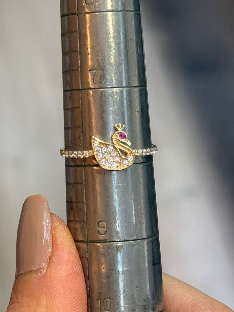 Jewelry Ring Gold 14k Elegant Swan Size: 8